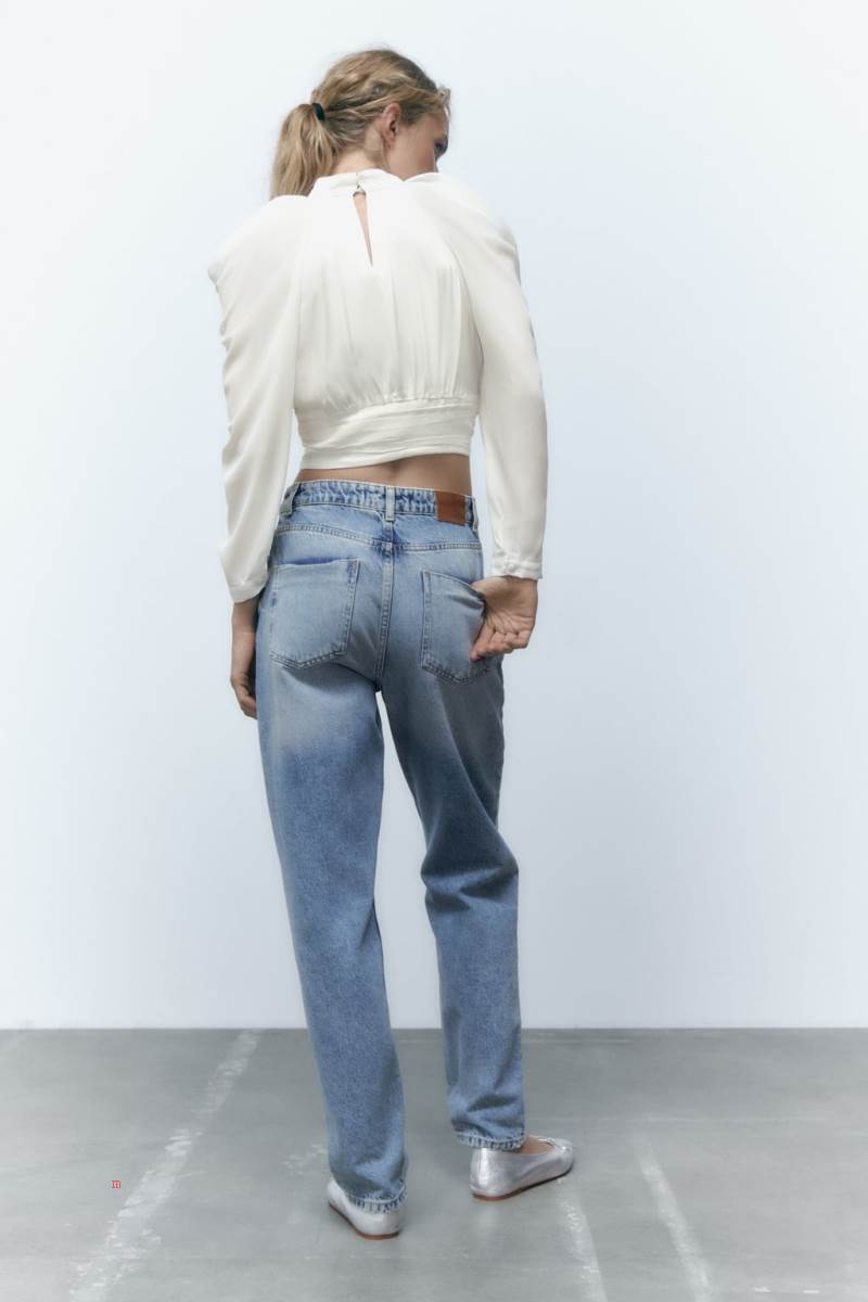 ZARA BLOUSE WITH CUT-OUT SHOULDERS Blusar Dam Vita | QOYZS-0897