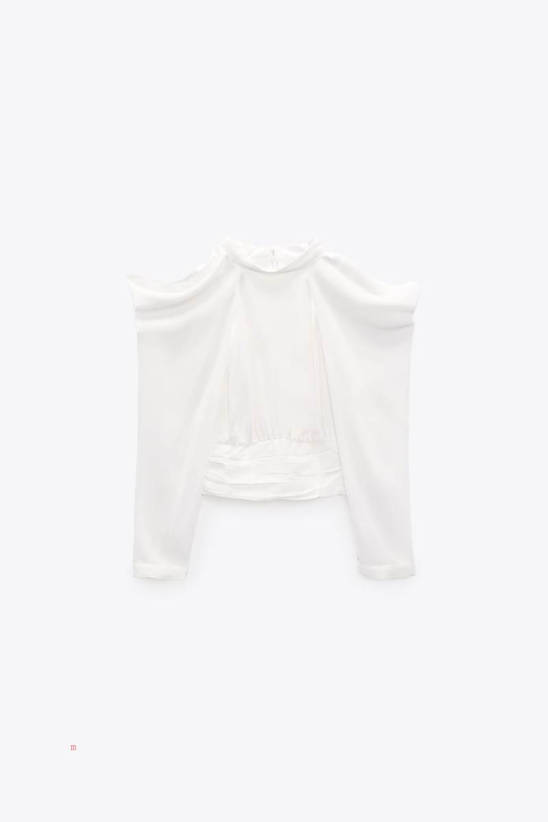 ZARA BLOUSE WITH CUT-OUT SHOULDERS Blusar Dam Vita | QOYZS-0897