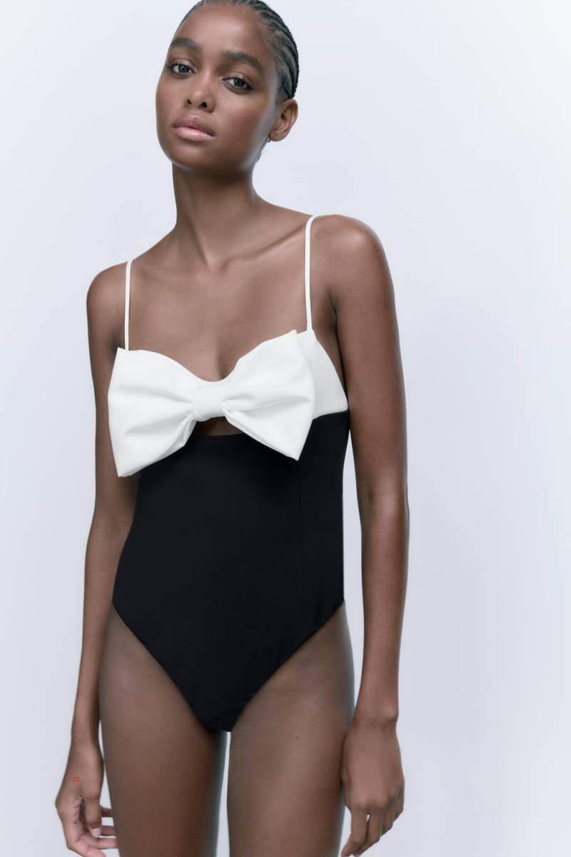 ZARA BOW Bodysuit Dam Svarta | VSOQL-0687