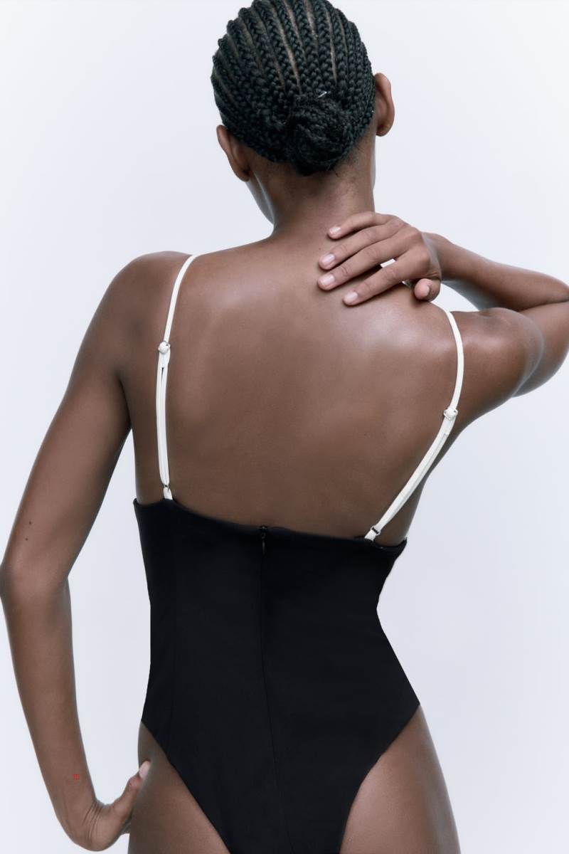 ZARA BOW Bodysuit Dam Svarta | VSOQL-0687