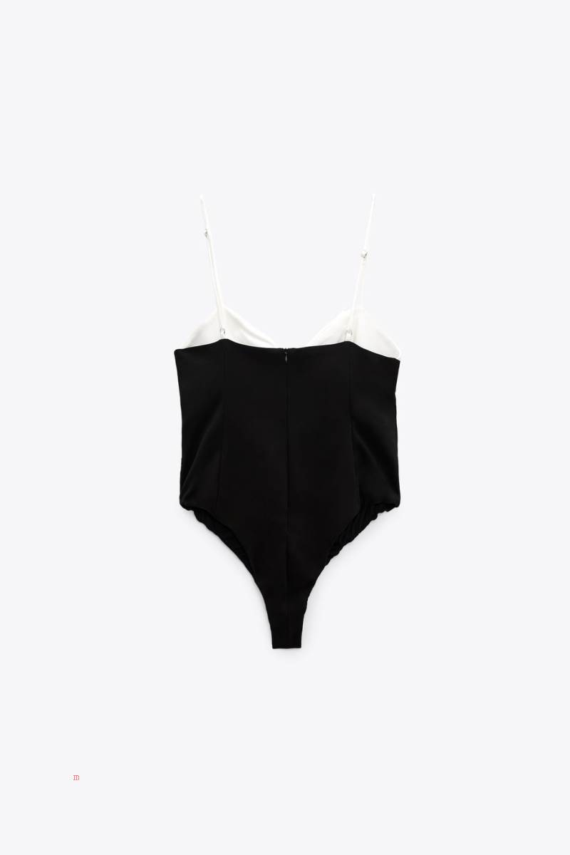 ZARA BOW Bodysuit Dam Svarta | VSOQL-0687