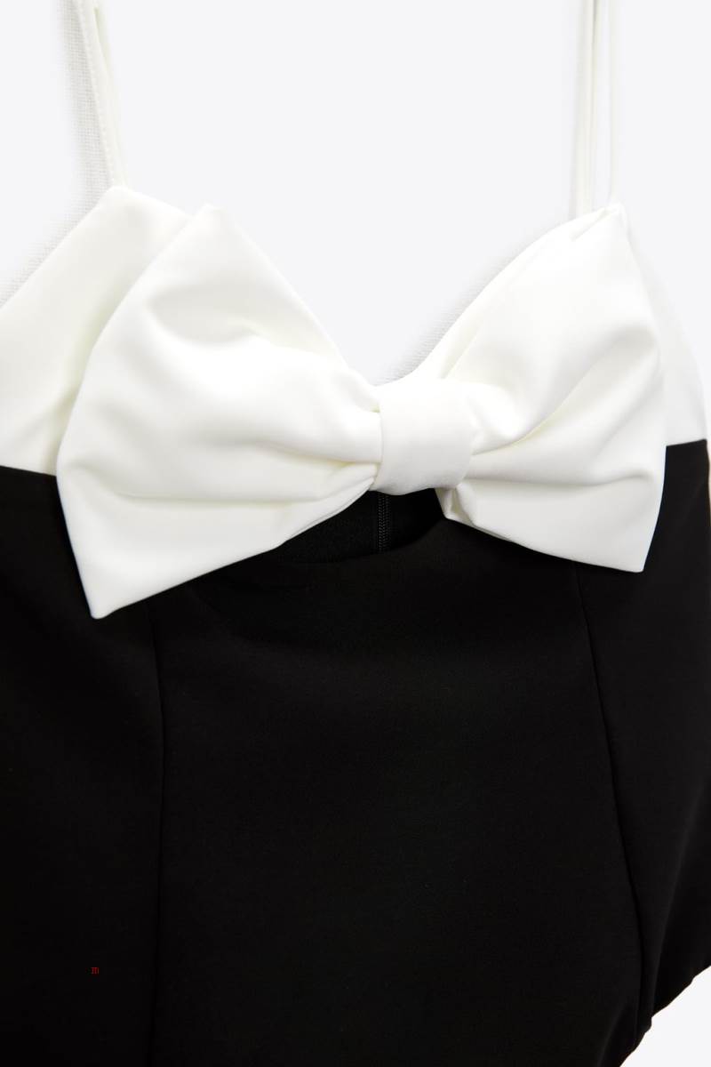 ZARA BOW Bodysuit Dam Svarta | VSOQL-0687