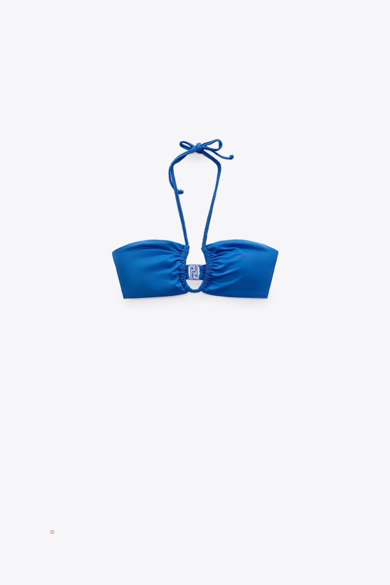 ZARA BRAIDED BIKINI TOP Badkläder Dam Blå | QOGWD-8594