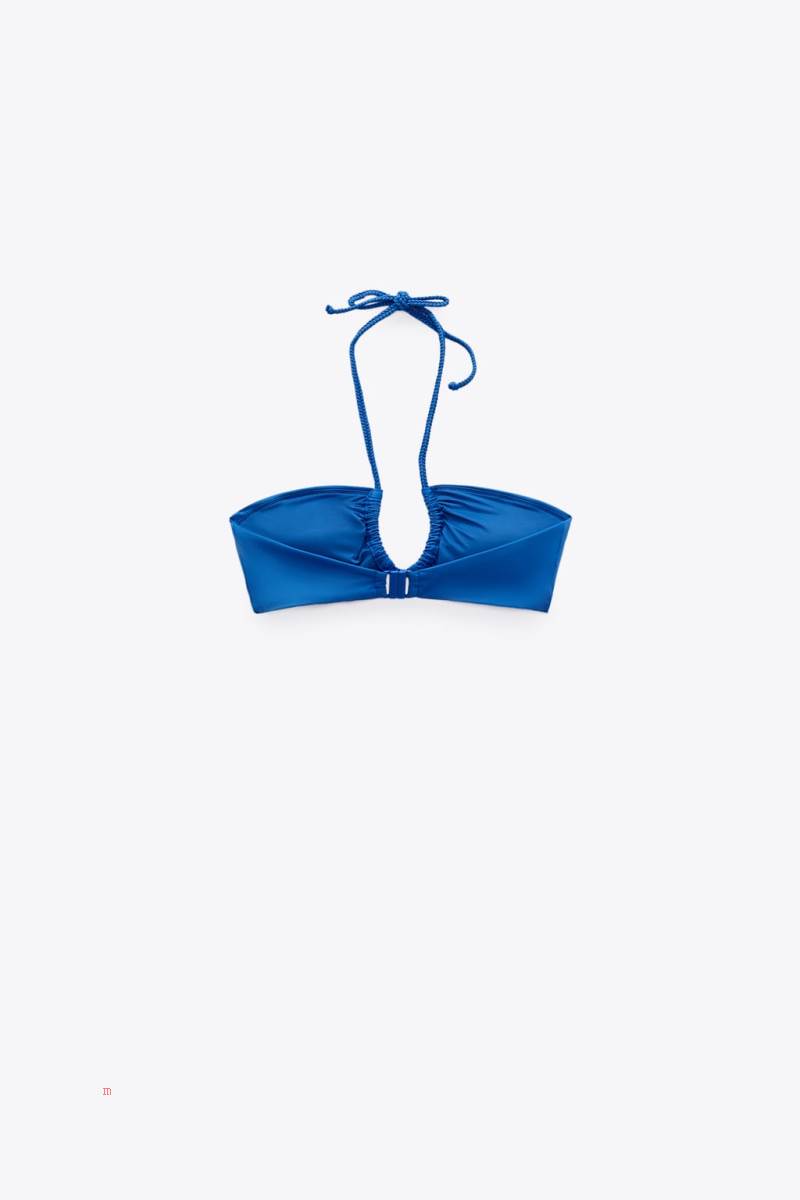 ZARA BRAIDED BIKINI TOP Badkläder Dam Blå | QOGWD-8594