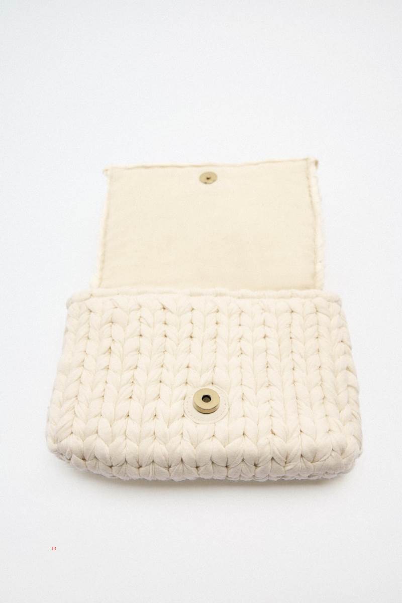 ZARA BRAIDED FABRIC Axelväska Dam Vita | GUOXT-0624