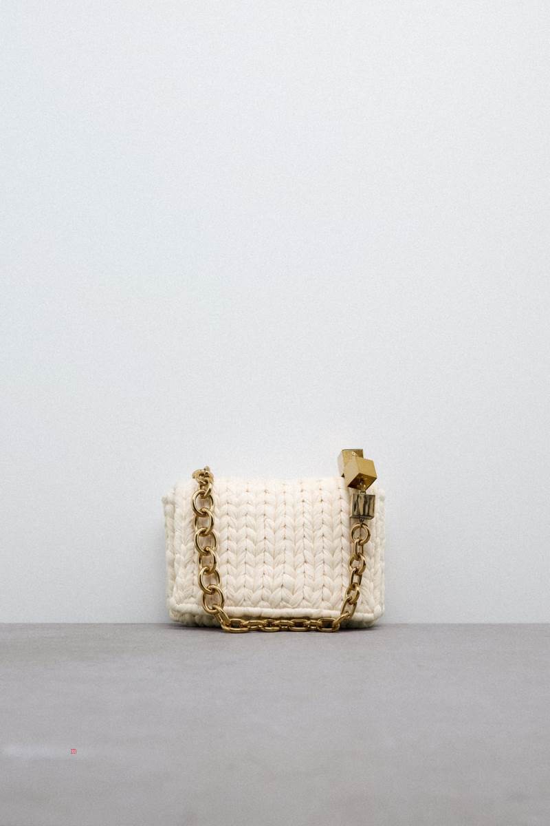 ZARA BRAIDED FABRIC Axelväska Dam Vita | GUOXT-0624