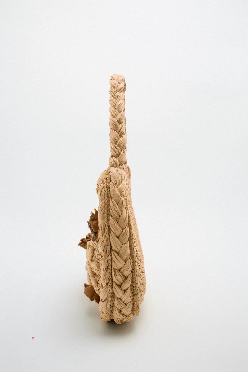 ZARA BRAIDED FLORAL Axelväska Dam Beige | KCBWN-0398
