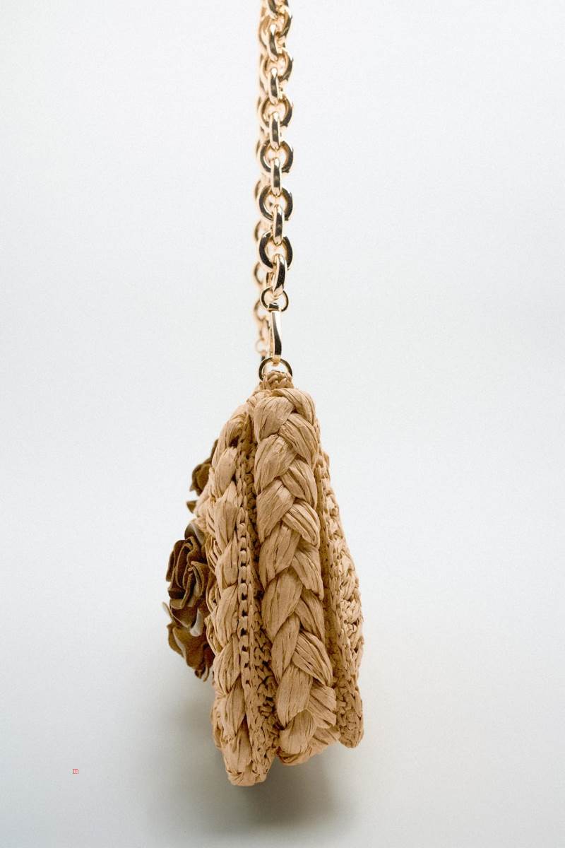 ZARA BRAIDED FLORAL Axelväska Dam Beige | TQJBH-5839