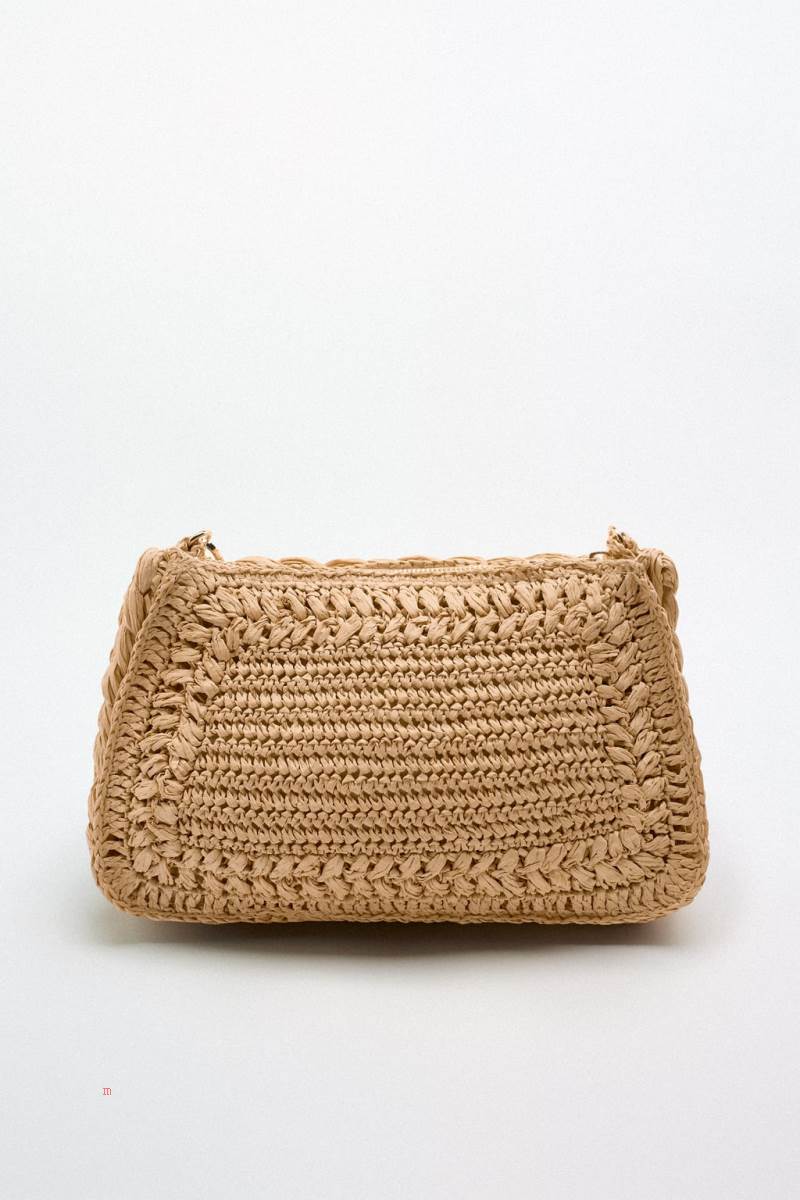 ZARA BRAIDED FLORAL Axelväska Dam Beige | TQJBH-5839