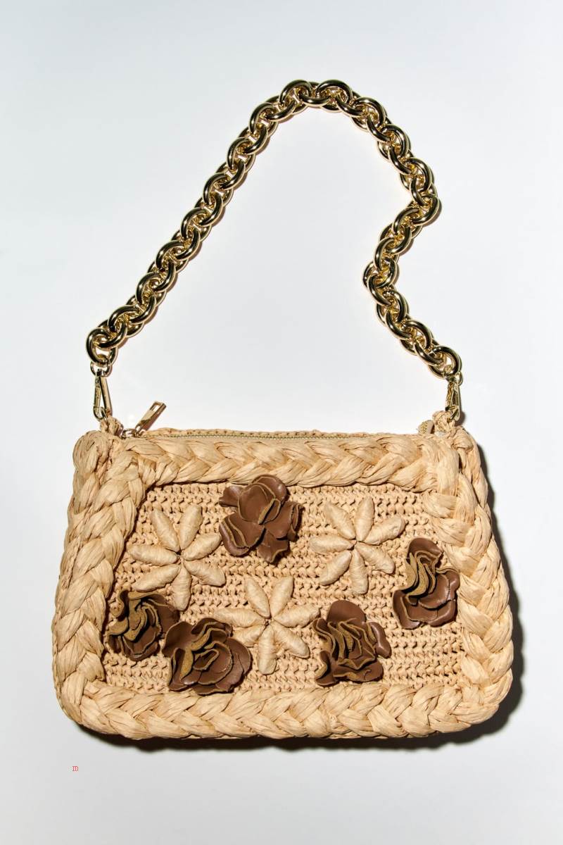 ZARA BRAIDED FLORAL Axelväska Dam Beige | TQJBH-5839