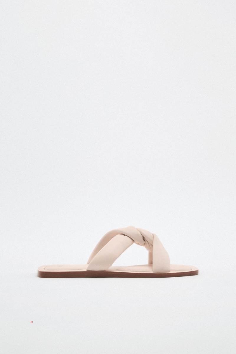ZARA BRAIDED LEATHER Sandaler Dam Vita | AWHOJ-9512