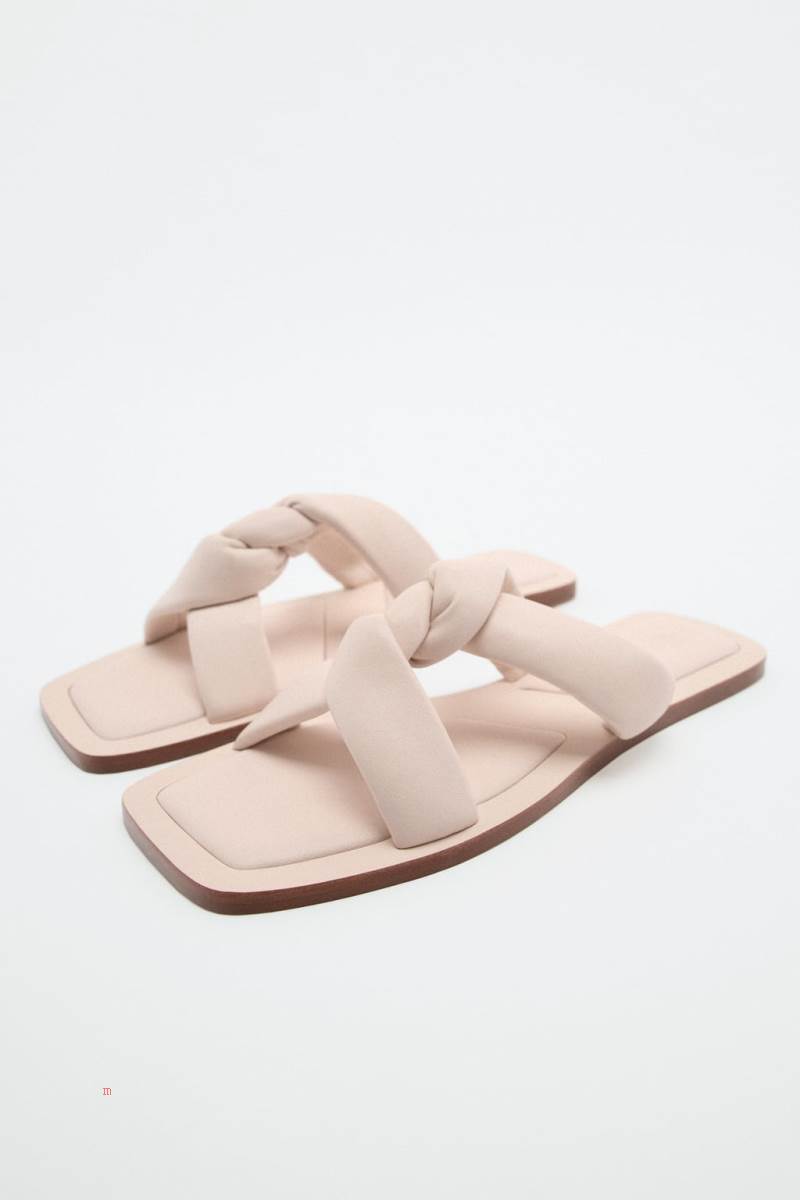 ZARA BRAIDED LEATHER Sandaler Dam Vita | AWHOJ-9512