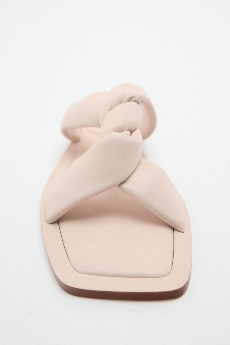 ZARA BRAIDED LEATHER Sandaler Dam Vita | AWHOJ-9512