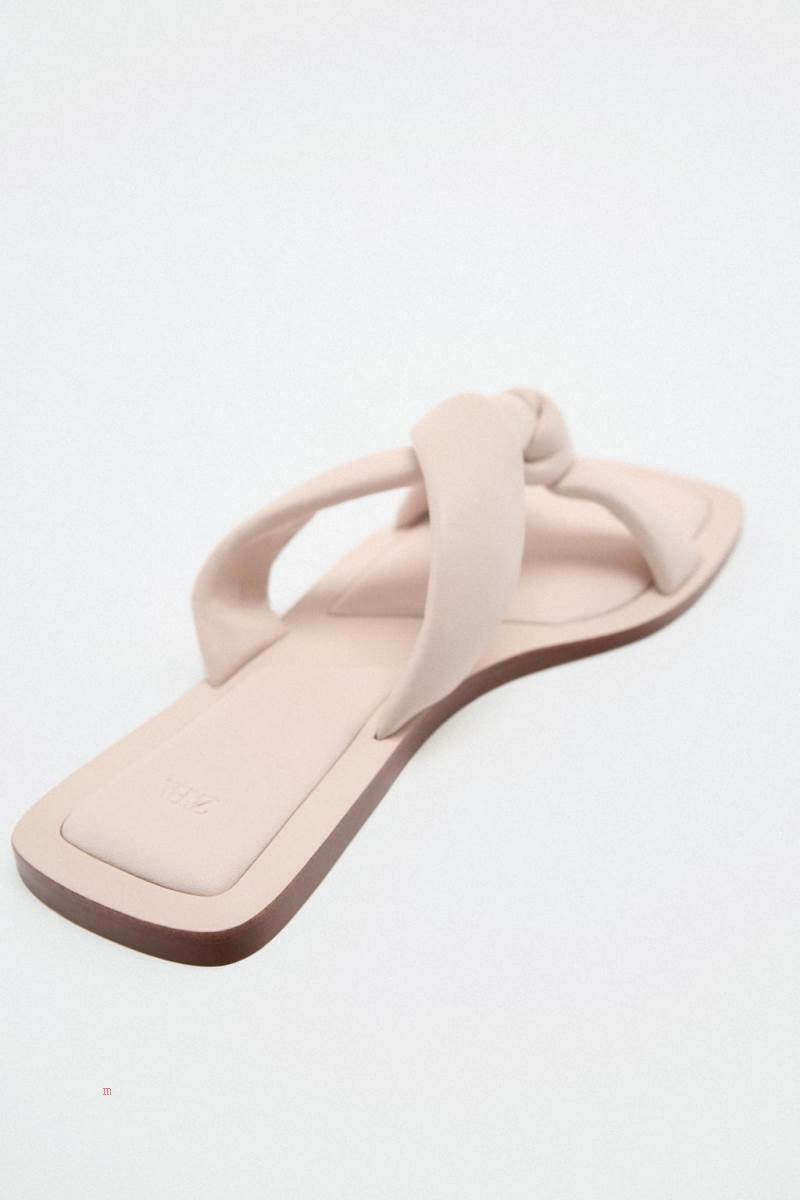 ZARA BRAIDED LEATHER Sandaler Dam Vita | AWHOJ-9512