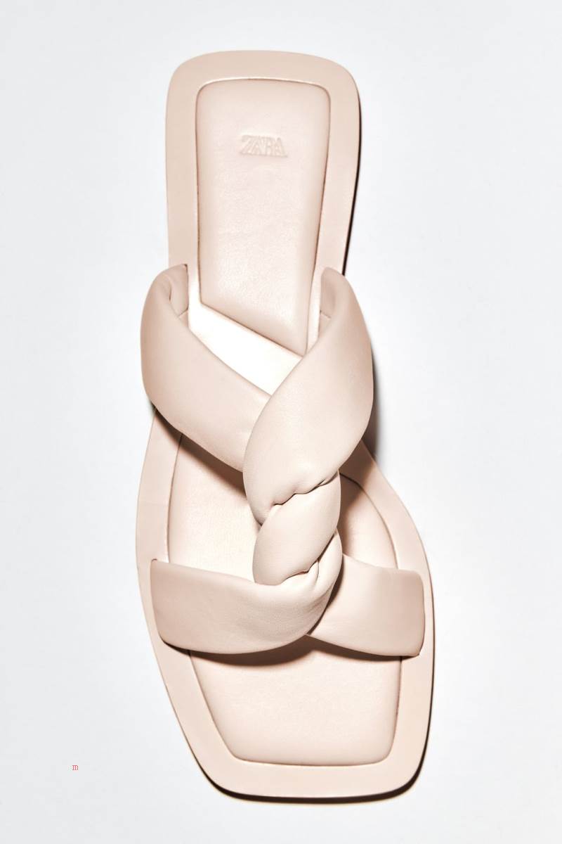 ZARA BRAIDED LEATHER Sandaler Dam Vita | AWHOJ-9512