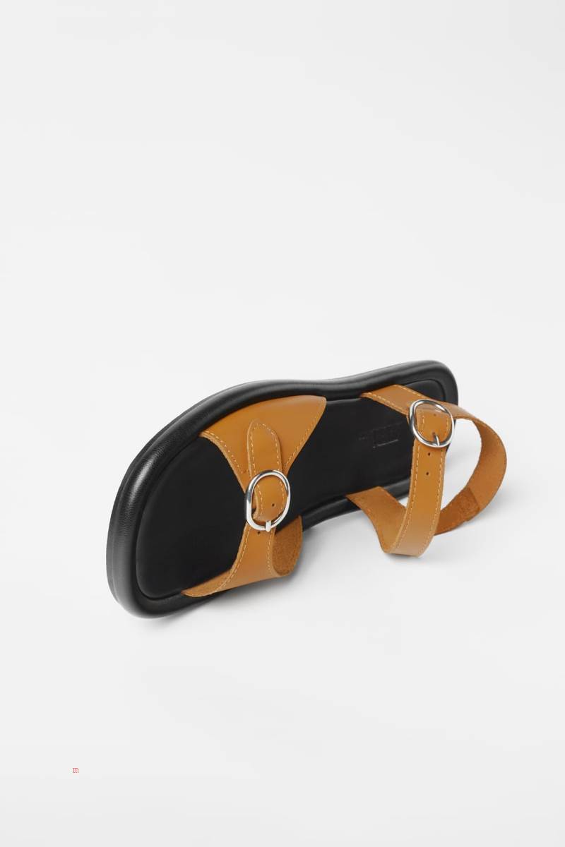 ZARA BUCKLED LEATHER Sandaler Tjej Beige | YSZFU-7019