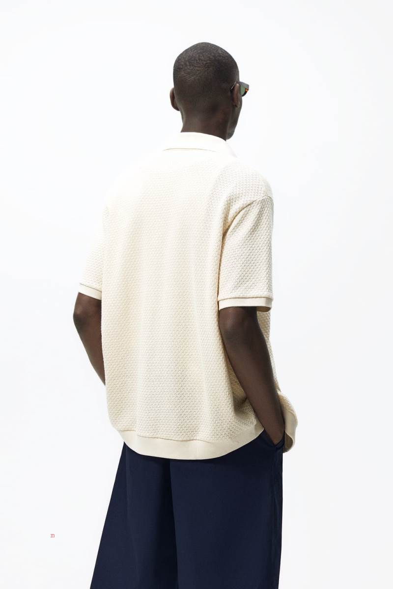 ZARA BUTTONED Piketröja Herr Grå Vita | CAMKL-8320