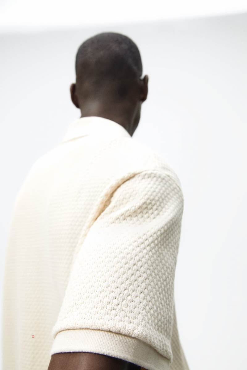 ZARA BUTTONED Piketröja Herr Grå Vita | CAMKL-8320