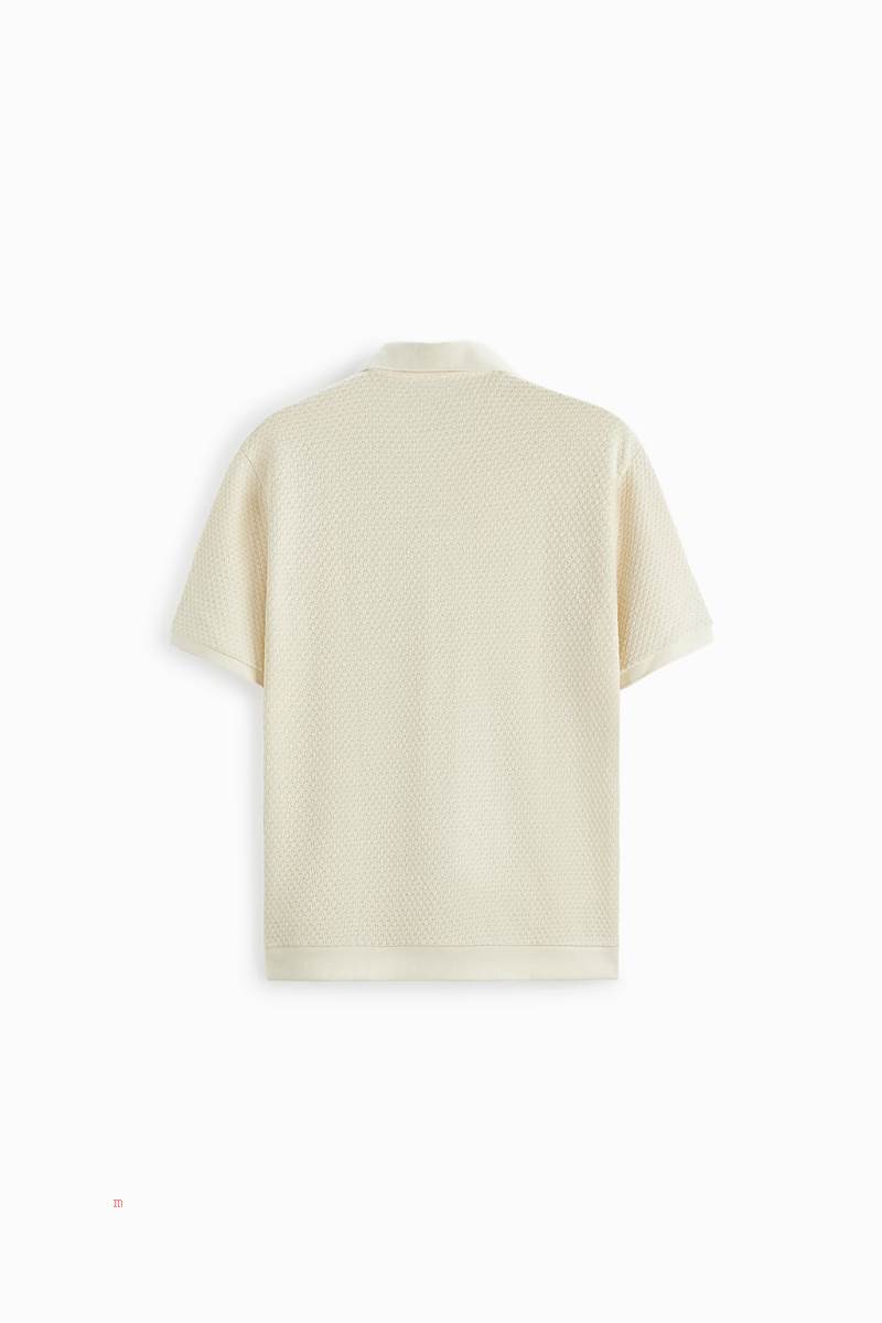 ZARA BUTTONED Piketröja Herr Grå Vita | CAMKL-8320