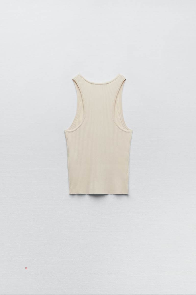 ZARA BUTTON-UP KNIT TOP Stickat Dam Bruna | KQXBC-5908