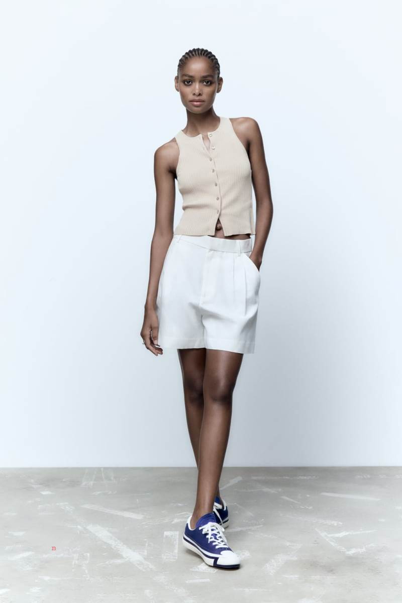 ZARA BUTTON-UP KNIT TOP Stickat Dam Bruna | KQXBC-5908
