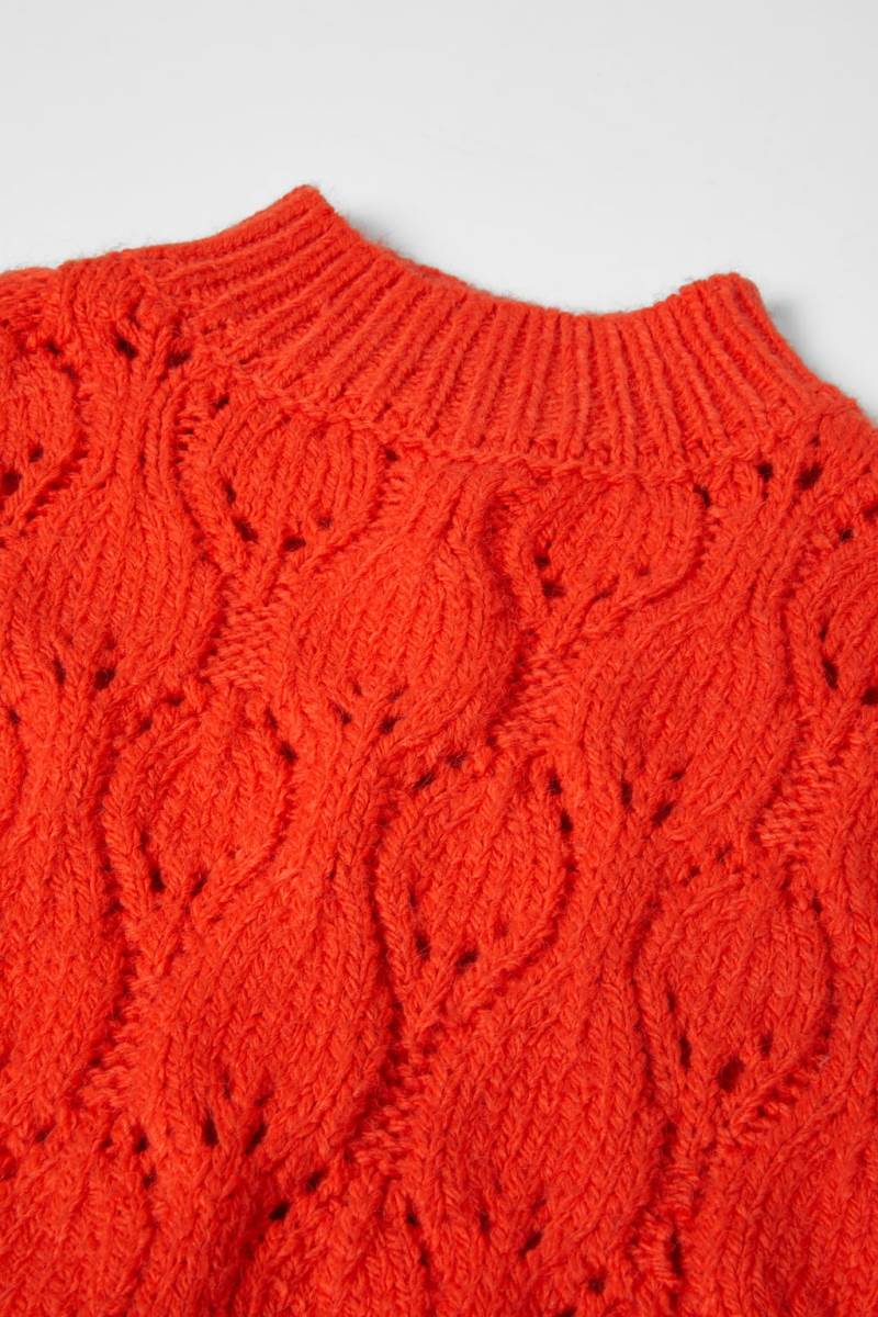 ZARA CABLE-KNIT HIGH NECK Tröjor Tjej Mörkorange | VJWYZ-3120