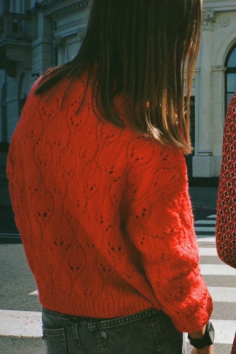 ZARA CABLE-KNIT HIGH NECK Tröjor Tjej Mörkorange | VJWYZ-3120