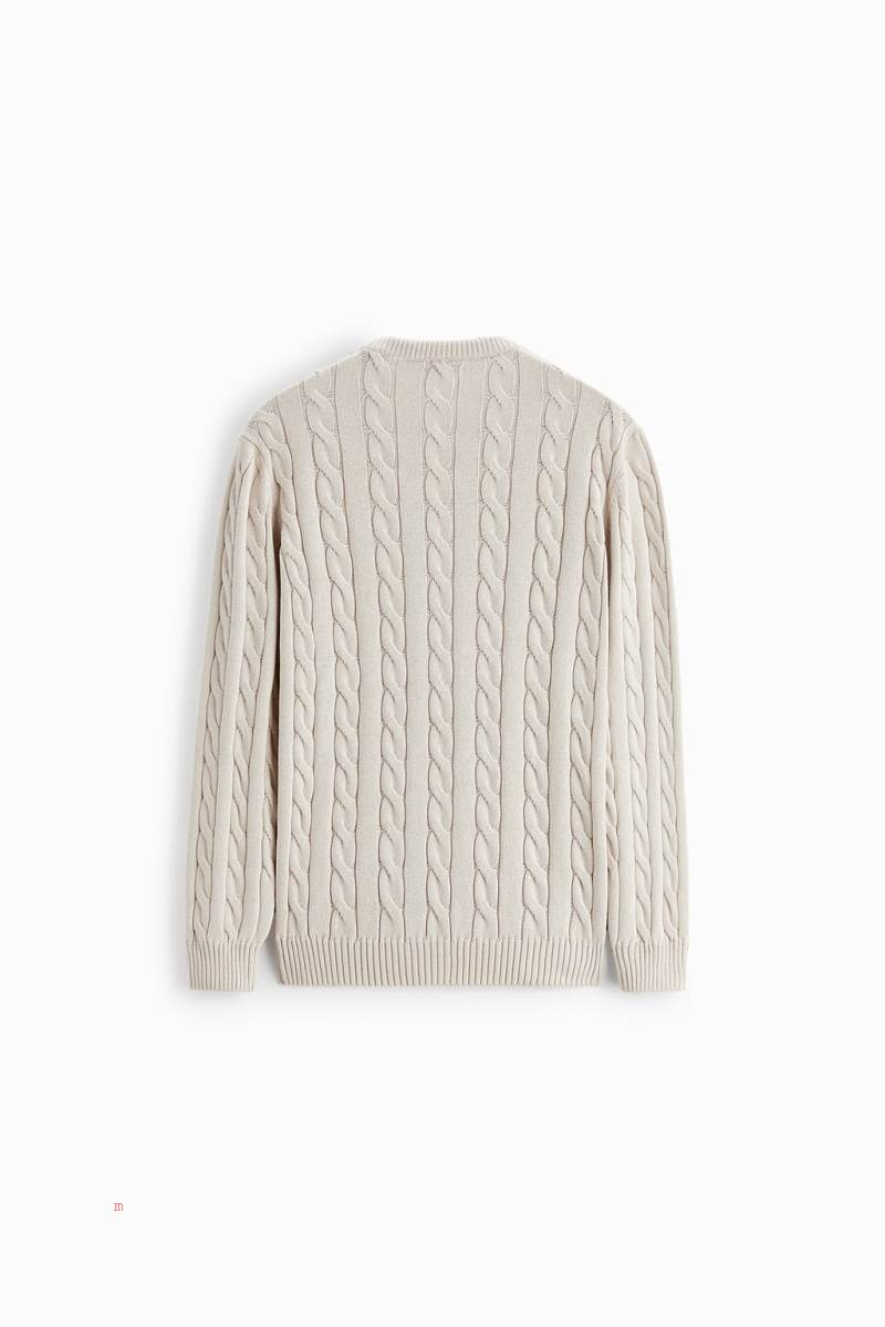 ZARA CABLE-KNIT TEXTURED Tröjor Herr Grå Vita | DNCOW-6418