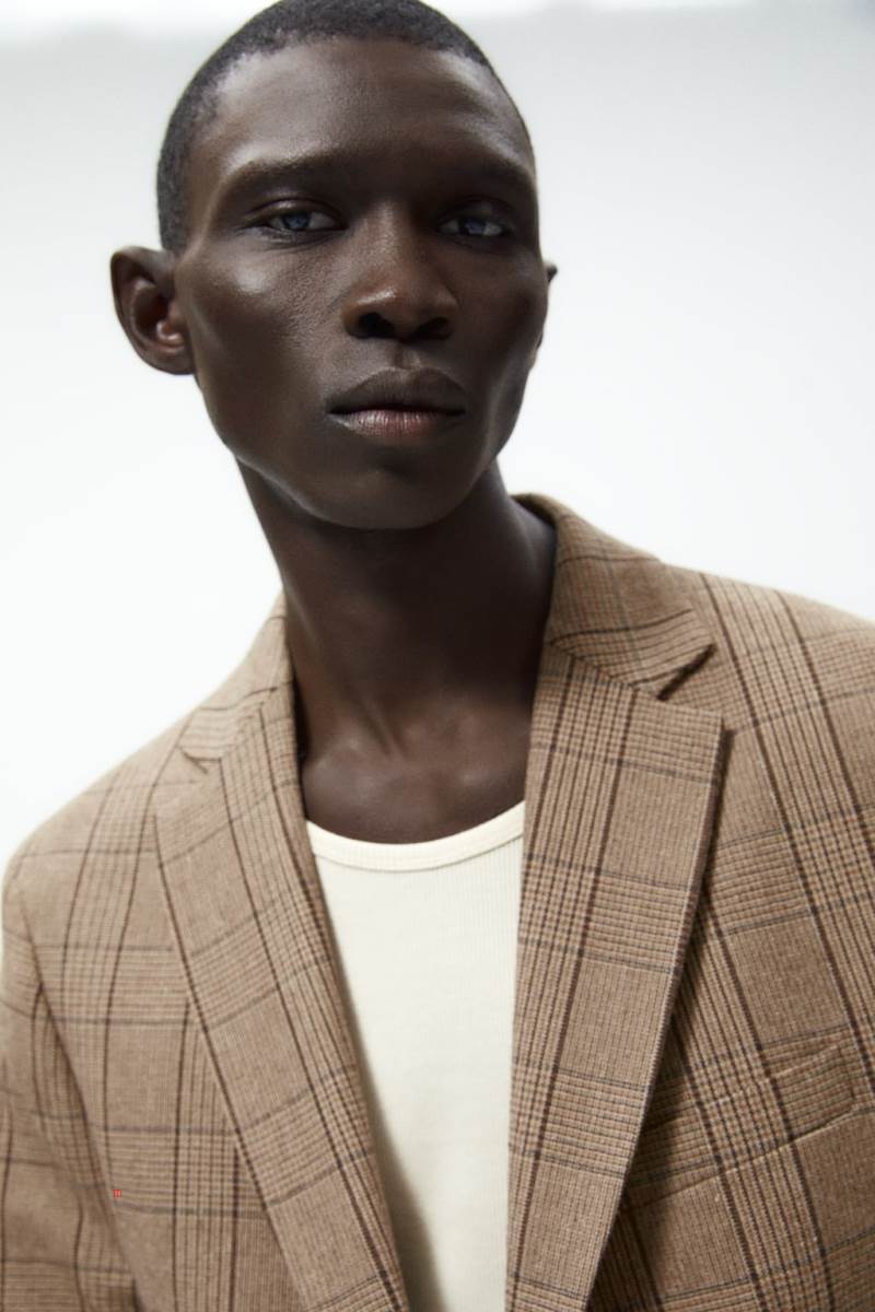 ZARA CHECKED TEXTURED Blazers Herr Mörkröda | UWNOC-9425