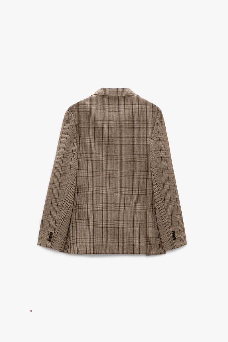 ZARA CHECKED TEXTURED Blazers Herr Mörkröda | UWNOC-9425