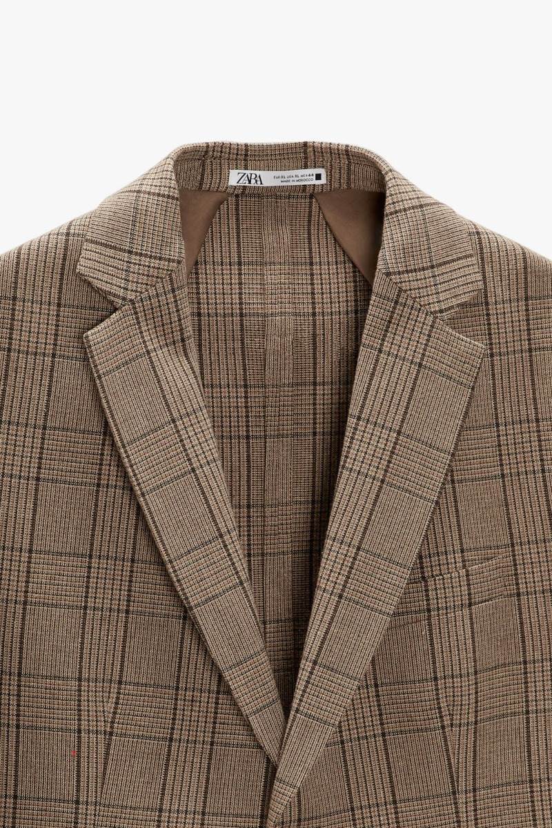 ZARA CHECKED TEXTURED Blazers Herr Mörkröda | UWNOC-9425