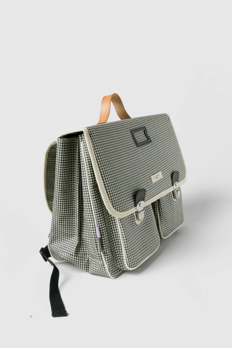 ZARA CHECK PRINT Ryggsäck Tjej Svarta | BGXLO-3256