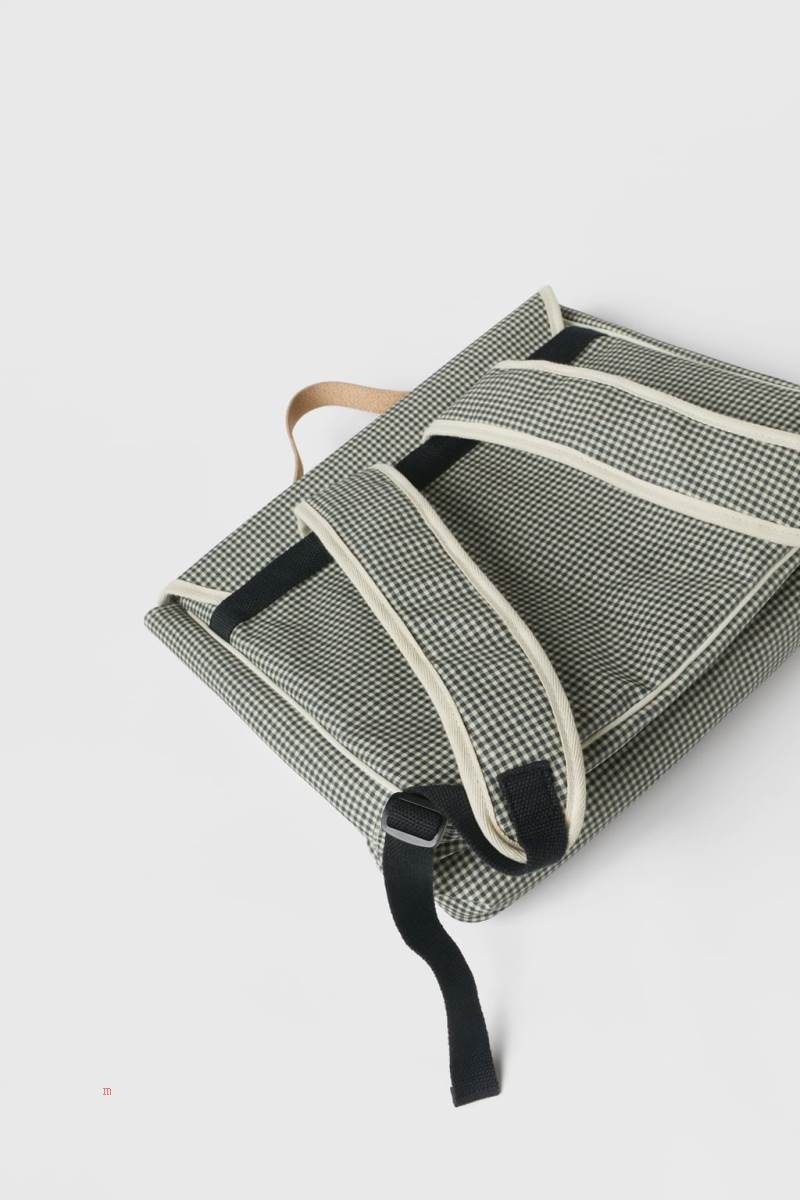 ZARA CHECK PRINT Ryggsäck Tjej Svarta | BGXLO-3256