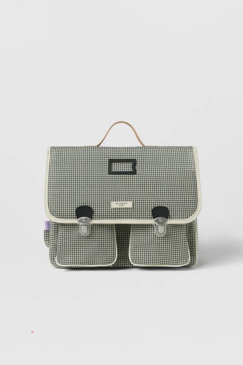 ZARA CHECK PRINT Ryggsäck Tjej Svarta | BGXLO-3256