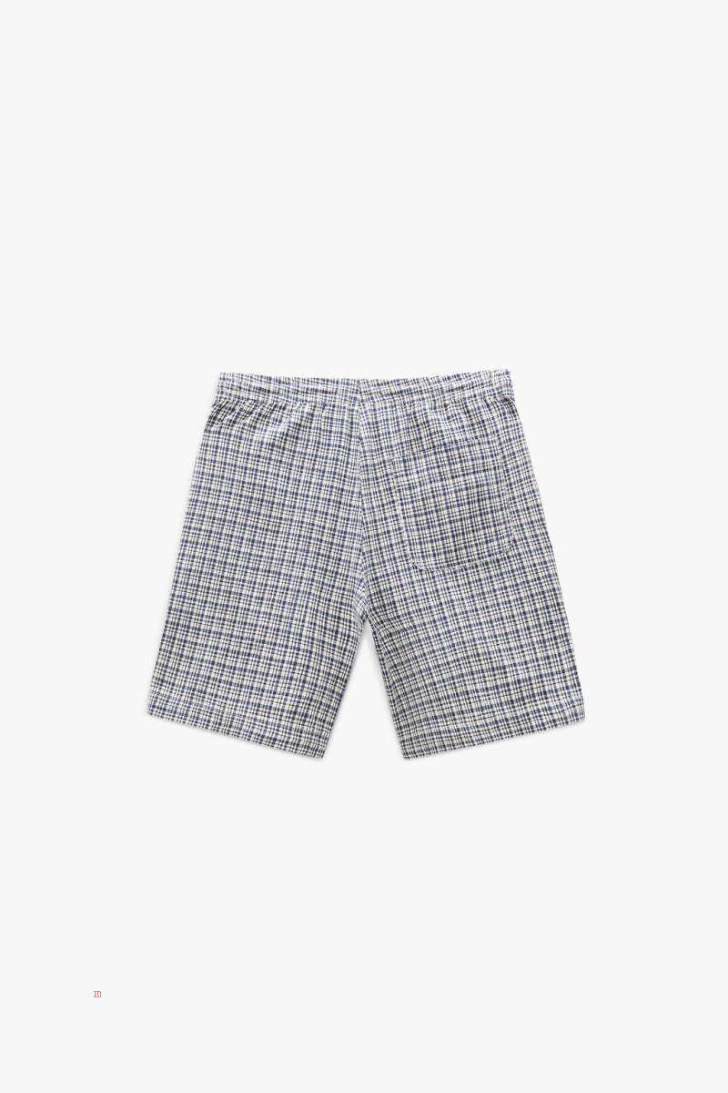 ZARA CHECK TEXTURED BERMUDA Shorts Herr Blå | HKPBN-1345