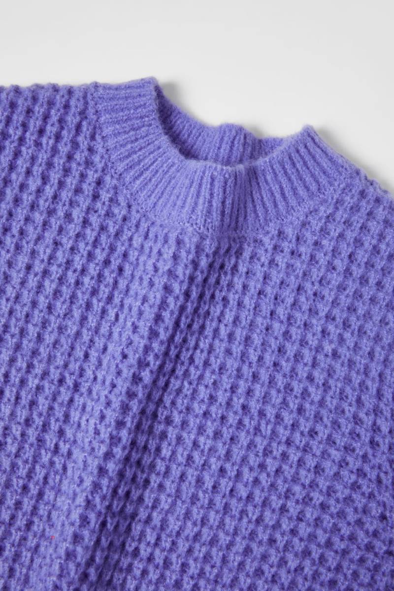 ZARA CHECK-TEXTURE KNIT Tröjor Tjej Blå | VDEYT-3784