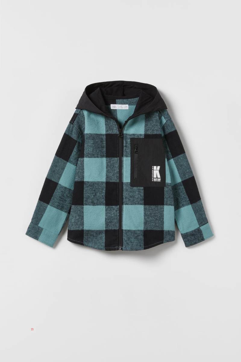 ZARA CHECK WITH CONTRAST COLLAR Övertröja Pojke Blå | FCPYG-2937