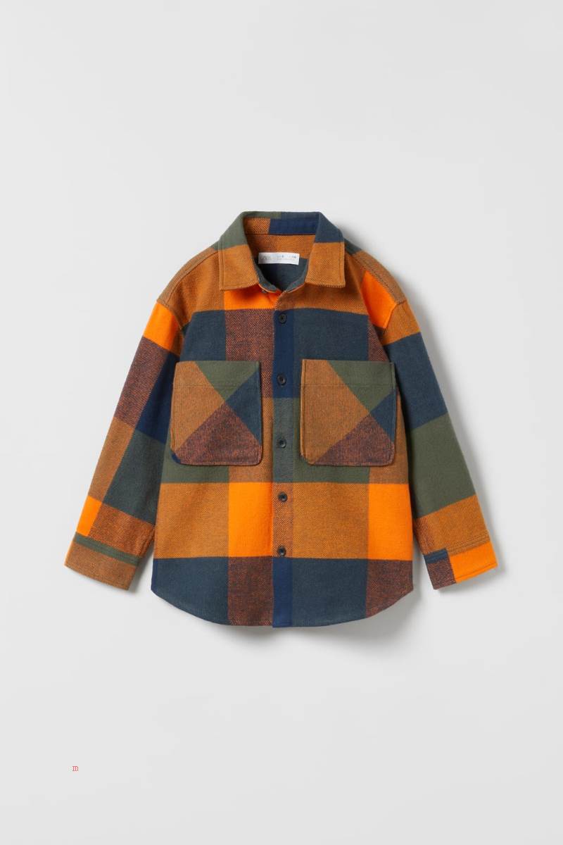 ZARA CHECK Övertröja Pojke Orange | JQGIX-2970