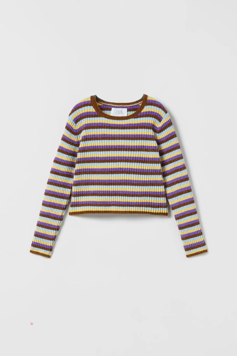 ZARA CHENILLE KNIT Tröjor Tjej Lila | OLECT-2895