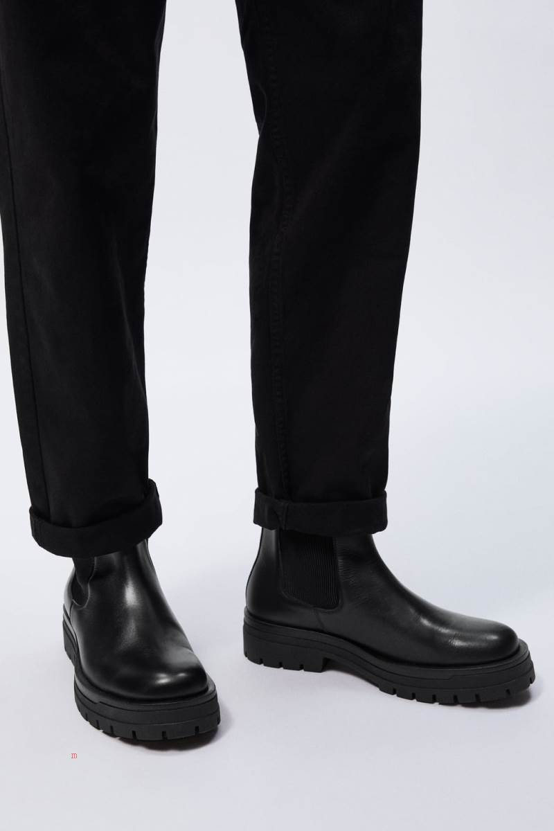 ZARA CHUNKY LEATHER BOOT Läderstövlar Herr Svarta | VNMCR-3895