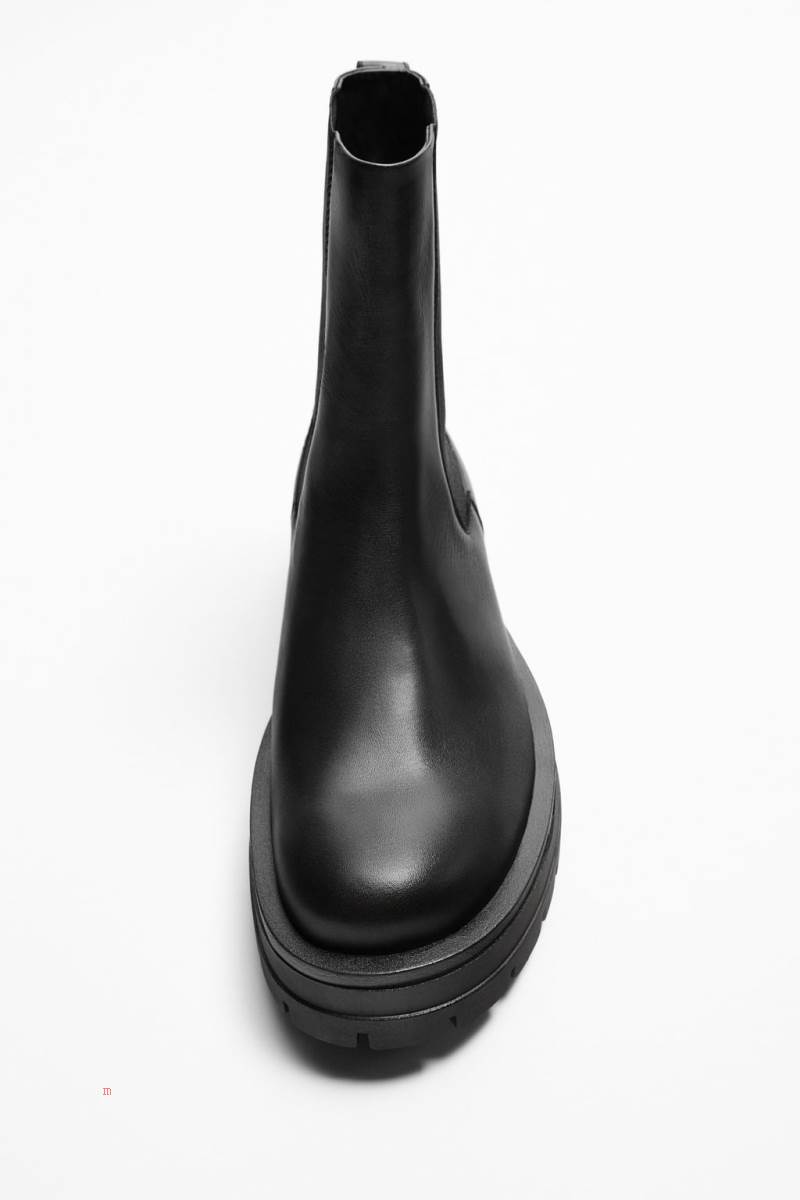 ZARA CHUNKY LEATHER BOOT Läderstövlar Herr Svarta | VNMCR-3895
