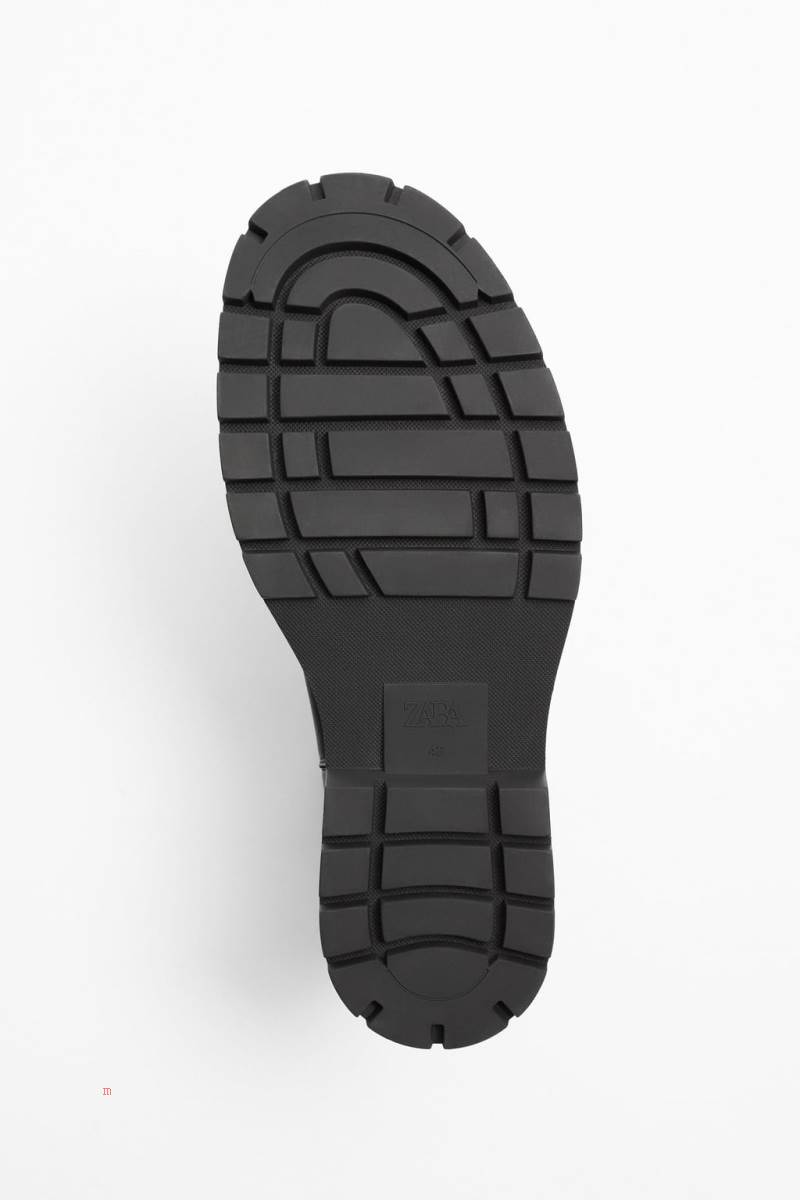 ZARA CHUNKY LEATHER BOOT Läderstövlar Herr Svarta | VNMCR-3895
