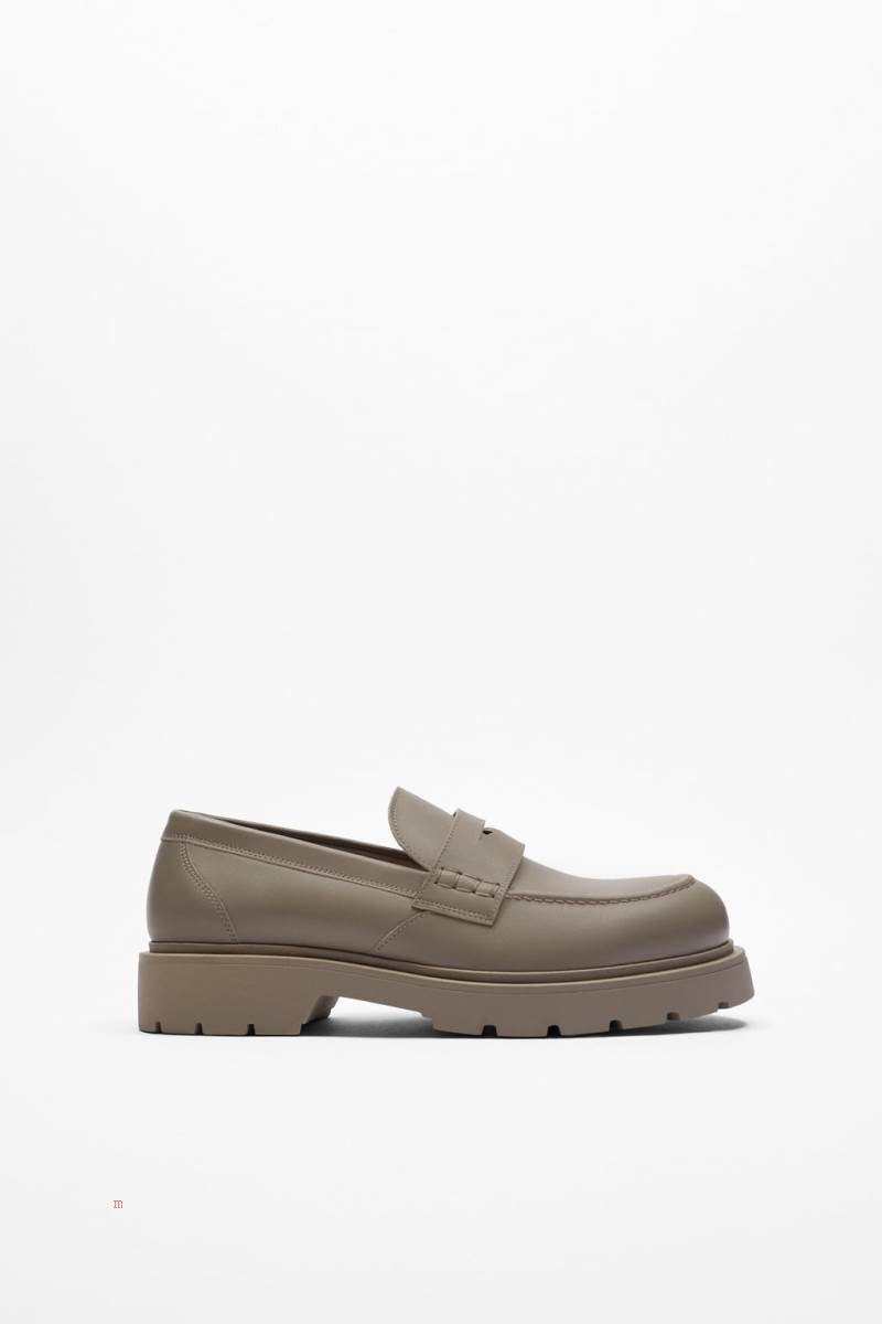 ZARA CHUNKY LEATHER Loafers Herr Vita | FQTWL-1359