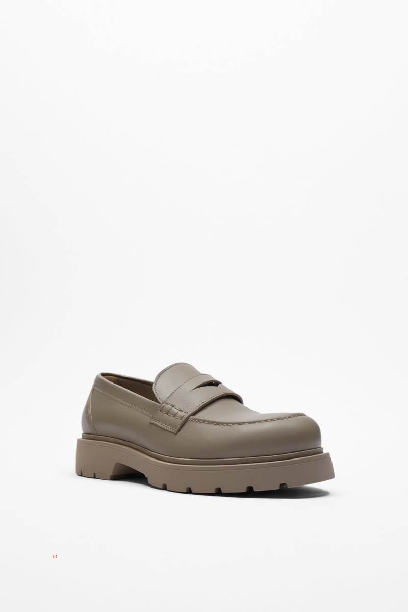 ZARA CHUNKY LEATHER Loafers Herr Vita | FQTWL-1359