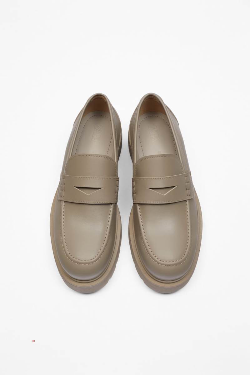ZARA CHUNKY LEATHER Loafers Herr Vita | FQTWL-1359