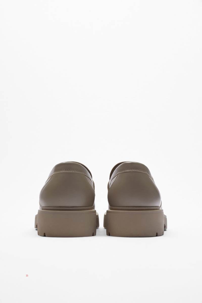 ZARA CHUNKY LEATHER Loafers Herr Vita | FQTWL-1359