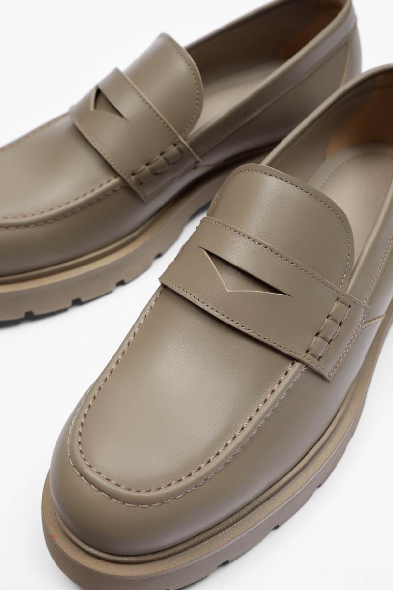 ZARA CHUNKY LEATHER Loafers Herr Vita | FQTWL-1359