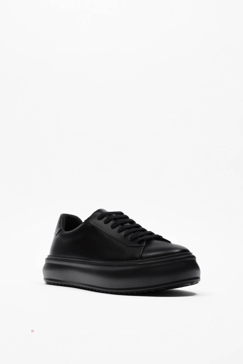 ZARA CHUNKY LEATHER Träningsskor Herr Svarta | TSOPJ-3940