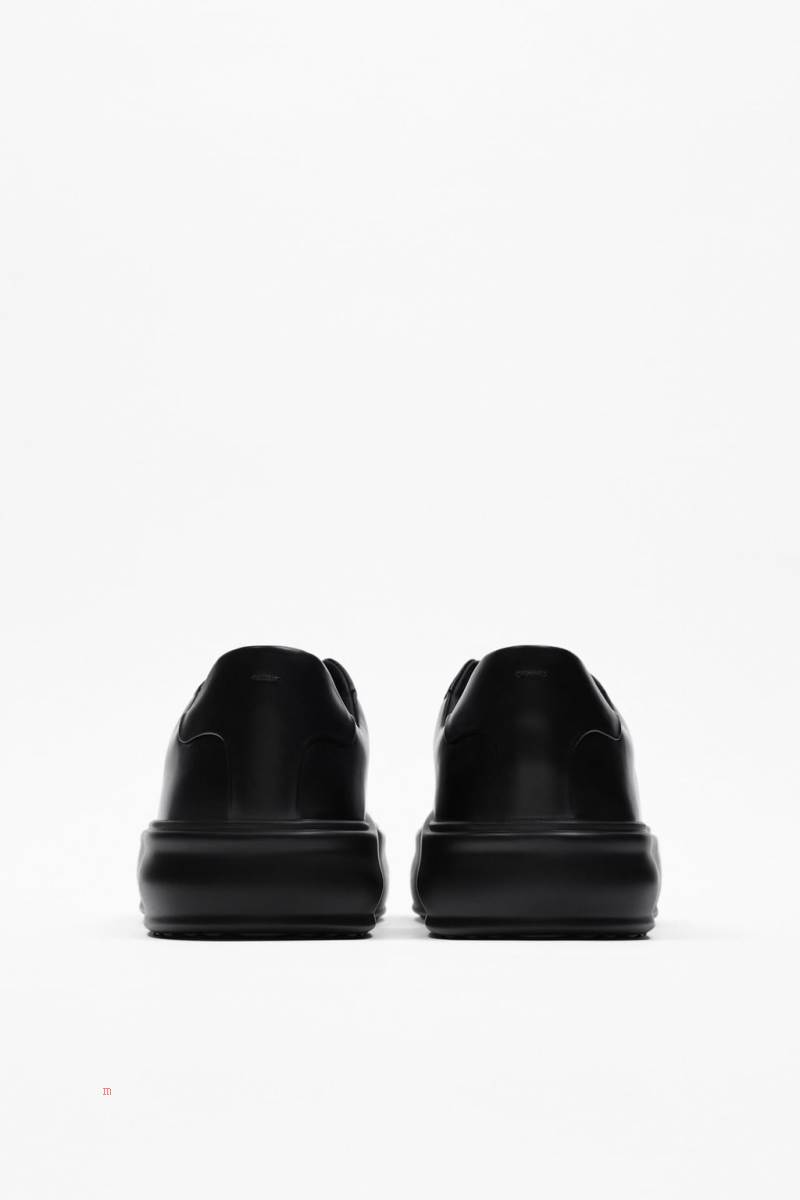 ZARA CHUNKY LEATHER Träningsskor Herr Svarta | TSOPJ-3940