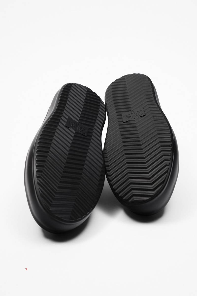 ZARA CHUNKY LEATHER Träningsskor Herr Svarta | TSOPJ-3940